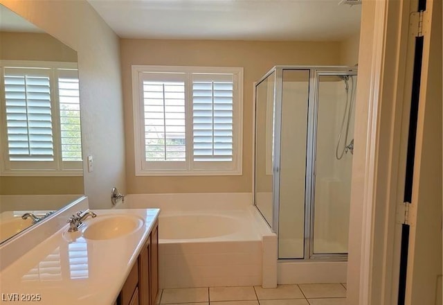 2648 Blairgowrie Dr, Henderson, NV 89044 - full bath with plenty of natural light, vanity, tile patterned floors, and a shower stall