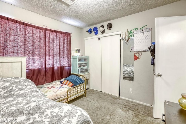 729 Concrete Ct, Las Vegas, NV 89110 - carpeted bedroom with a textured ceiling and a closet