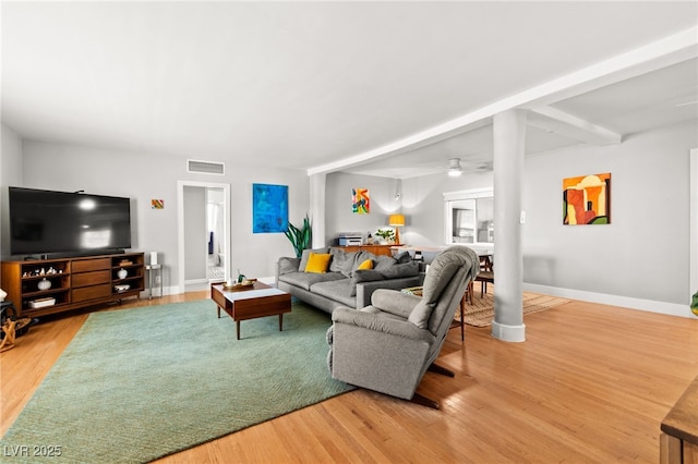639 Lacy Ln, Las Vegas, NV 89107 - living room featuring wood finished floors and a ceiling fan