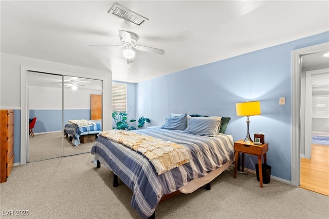 639 Lacy Ln, Las Vegas, NV 89107 - bedroom featuring carpet, a closet, and ceiling fan