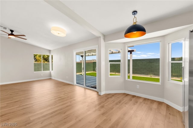 1904 Leaning Pine Way, Las Vegas, NV 89128 - empty room with light wood finished floors, ceiling fan, and vaulted ceiling