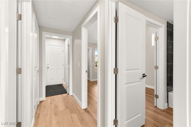 1904 Leaning Pine Way, Las Vegas, NV 89128 - hall featuring light wood-style floors and attic access