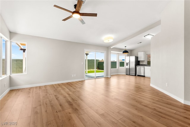 1904 Leaning Pine Way, Las Vegas, NV 89128 - unfurnished living room with light wood-type flooring and ceiling fan