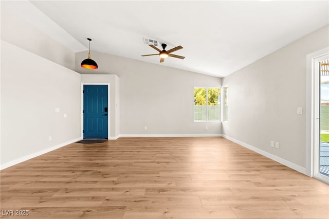 1904 Leaning Pine Way, Las Vegas, NV 89128 - spare room featuring lofted ceiling, light wood-type flooring, and ceiling fan