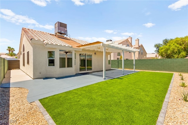 1904 Leaning Pine Way, Las Vegas, NV 89128 - rear view of house with a pergola, stucco siding, a fenced backyard, and a patio
