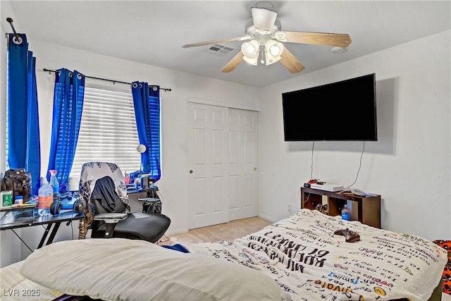 5630 Midnight Breeze St, North Las Vegas, NV 89081 - bedroom featuring ceiling fan and a closet
