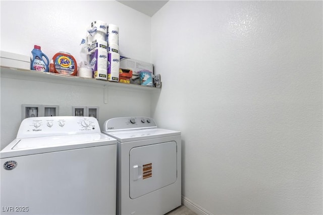 8104 Switchback Run St, Las Vegas, NV 89166 - laundry room featuring separate washer and dryer and baseboards