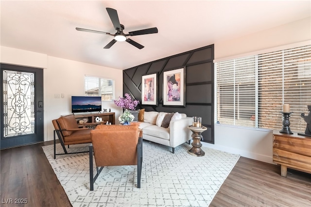 1467 Hialeah Dr Unit C, Las Vegas, NV 89119 - living room with ceiling fan and wood finished floors