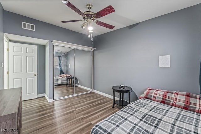 1905 Las Verdes St, Las Vegas, NV 89102 - bedroom with wood finished floors, a closet, and ceiling fan