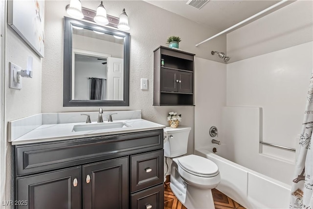1905 Las Verdes St, Las Vegas, NV 89102 - full bath with a textured wall, vanity, and shower / bathtub combination with curtain