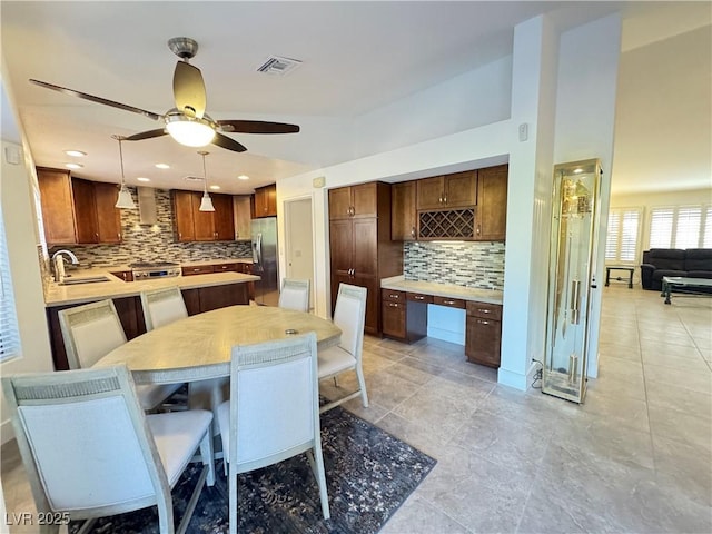 2406 Showcase Dr, Las Vegas, NV 89134 - dining area with a ceiling fan and recessed lighting