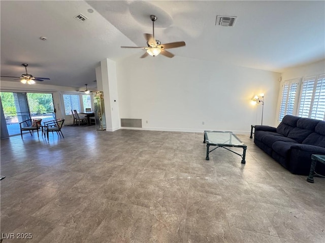 2406 Showcase Dr, Las Vegas, NV 89134 - living room with ceiling fan and lofted ceiling