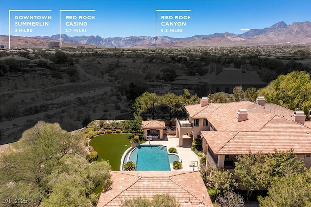 9801 Orient Express Ct, Las Vegas, NV 89145 - view from above of property featuring mountains