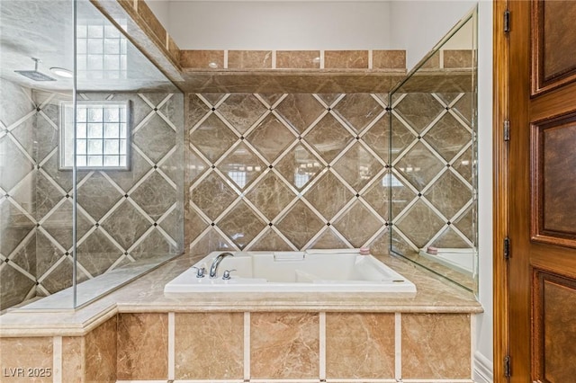 9801 Orient Express Ct, Las Vegas, NV 89145 - full bathroom featuring a garden tub and a tile shower