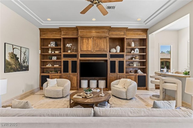9801 Orient Express Ct, Las Vegas, NV 89145 - living room with ceiling fan and recessed lighting