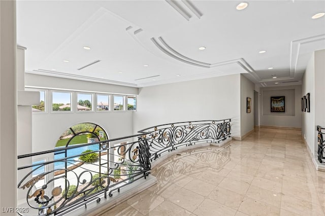 9801 Orient Express Ct, Las Vegas, NV 89145 - corridor featuring an upstairs landing and recessed lighting