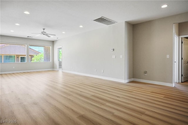 2563 Sargon St, Henderson, NV 89044 - empty room with light wood finished floors, recessed lighting, and ceiling fan