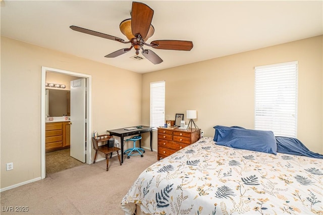 1453 Evening Song Ave, Henderson, NV 89012 - bedroom featuring light carpet, a ceiling fan, and ensuite bathroom