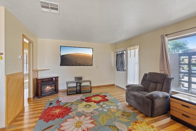 1481 Lorilyn Ave Unit 1, Las Vegas, NV 89119 - living room featuring light wood-style flooring and a glass covered fireplace