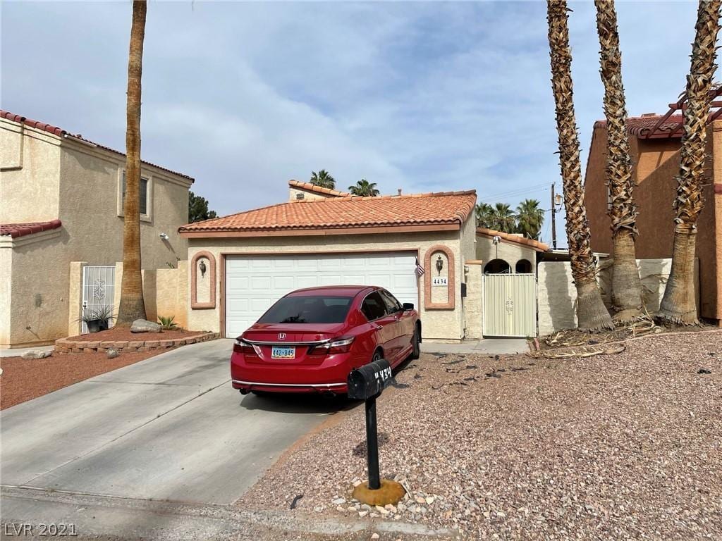 exterior space with a garage