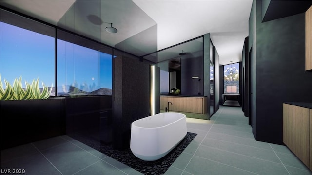 1522 Dragon Crst, Henderson, NV 89012 - bathroom featuring tile flooring, vanity, and a bath to relax in
