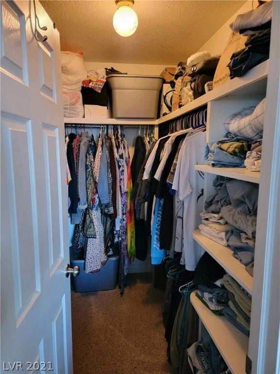 spacious closet with dark carpet