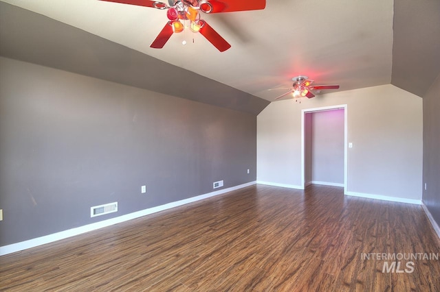 11349 W Marlinwood St, Boise, ID 83713 - bonus room with a ceiling fan, vaulted ceiling, and dark wood-style flooring
