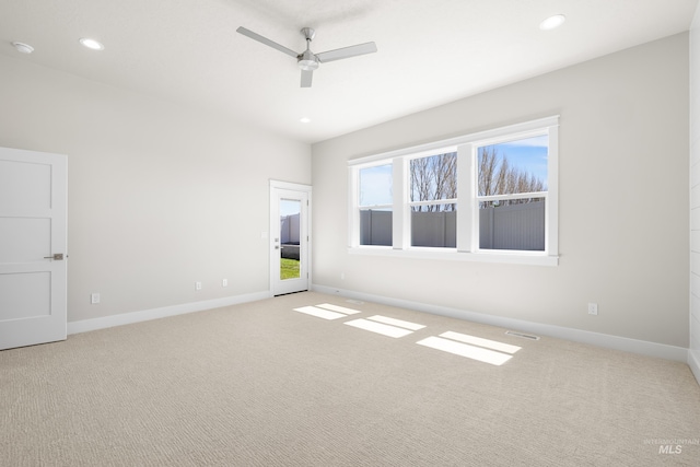 1351 E Andes Dr, Kuna, ID 83634 - empty room with a ceiling fan, recessed lighting, carpet floors, and baseboards