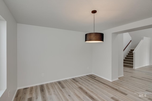 unfurnished dining area featuring light hardwood / wood-style floors