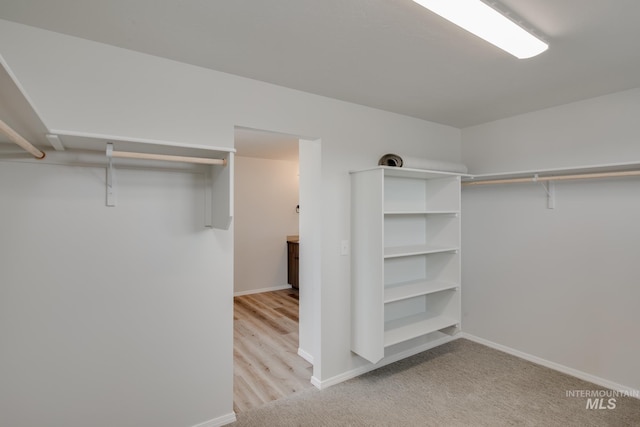 walk in closet featuring light hardwood / wood-style floors