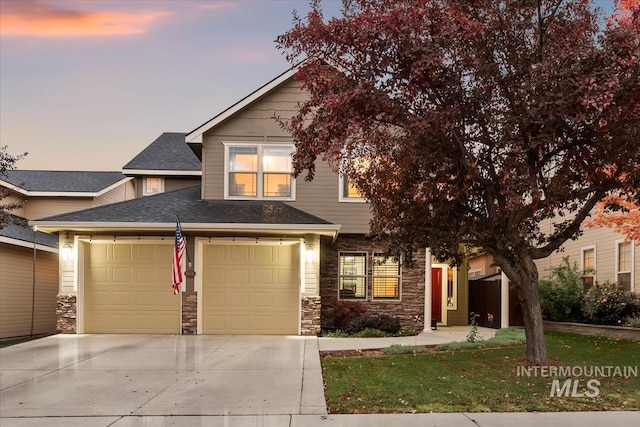 view of front of property featuring a garage