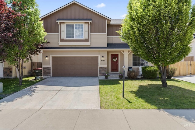 4249 W Farlam Dr, Meridian, ID 83642 - view of front facade featuring board and batten siding, a garage, and driveway