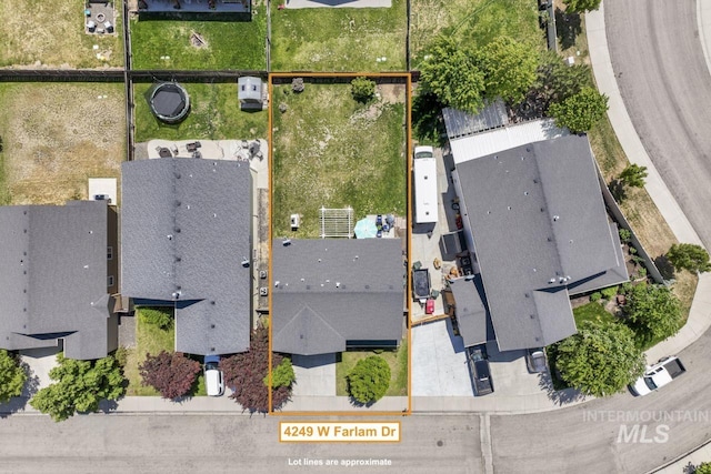 4249 W Farlam Dr, Meridian, ID 83642 - aerial overview of property's location with property parcel outlined
