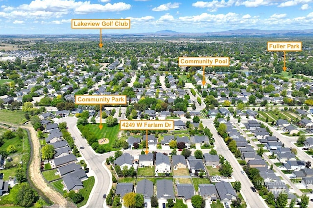 4249 W Farlam Dr, Meridian, ID 83642 - aerial perspective of suburban area with a mountainous background