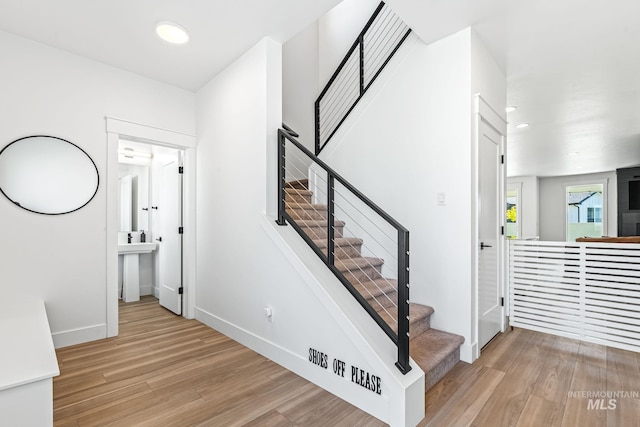 2398 N Klemmer Ave, Kuna, ID 83634 - stairs featuring wood finished floors and recessed lighting