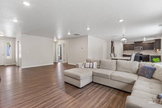 207 Lainey Ln, Idaho City, ID 83631 - living area with dark wood-style flooring and recessed lighting
