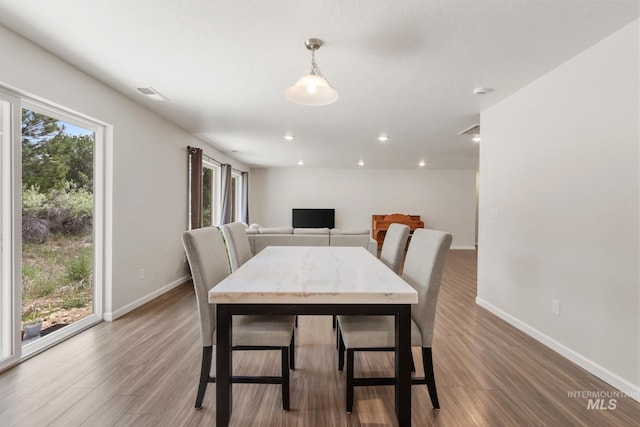 207 Lainey Ln, Idaho City, ID 83631 - dining area featuring wood finished floors and recessed lighting