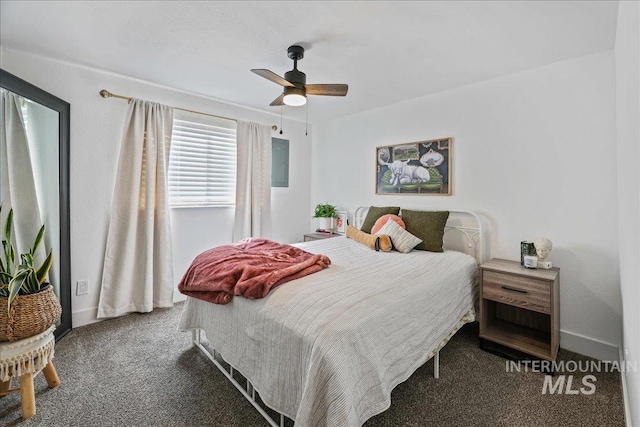 15103 Castle Way, Caldwell, ID 83607 - bedroom featuring carpet, electric panel, ceiling fan, and baseboards