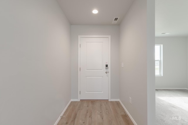 doorway featuring light hardwood / wood-style floors