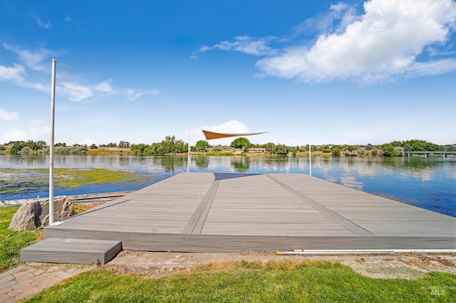 dock area featuring a water view