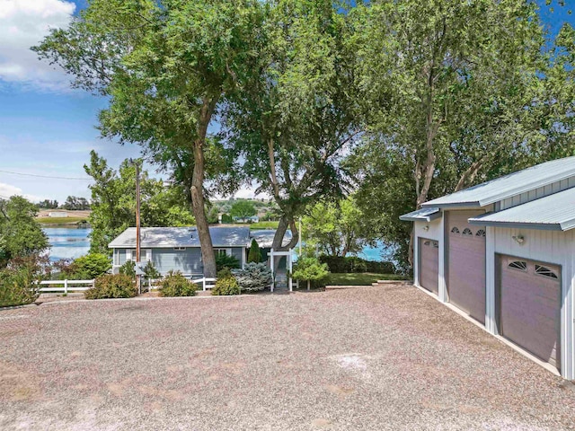 view of yard with a water view