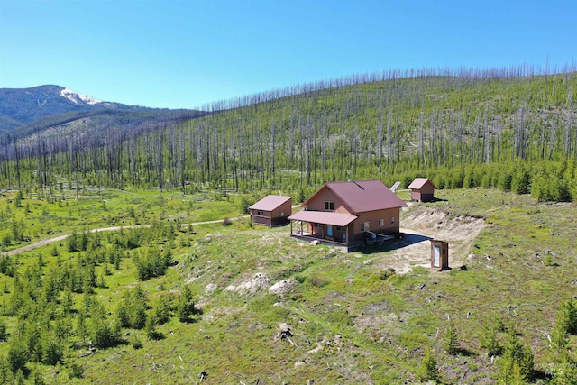 532 Warren Creek Rd, Warren, ID 83671 - aerial view of property and surrounding area with a heavily wooded area and a mountain backdrop