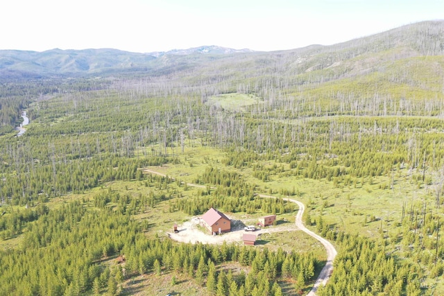 532 Warren Creek Rd, Warren, ID 83671 - aerial overview of property's location featuring a forest and a mountain backdrop