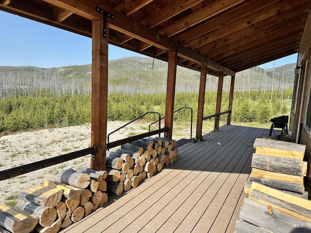 532 Warren Creek Rd, Warren, ID 83671 - wooden terrace with a mountain view