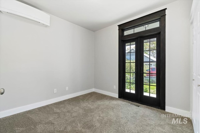 2249 N Eagle Creek Ln, Eagle, ID 83616 - entryway with french doors, carpet flooring, a wall mounted air conditioner, and baseboards