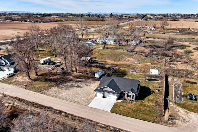 drone / aerial view with a rural view