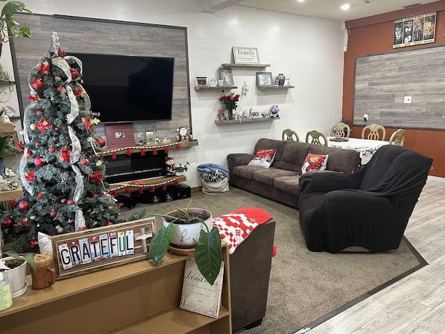 living room with hardwood / wood-style floors