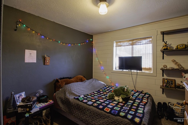 bedroom with a textured ceiling