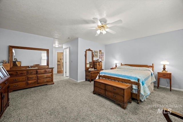 7425 Robinson Rd, Kuna, ID 83634 - bedroom featuring light carpet, a textured ceiling, and ceiling fan