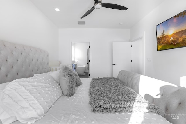 922 Victory Dr, Gooding, ID 83330 - bedroom featuring recessed lighting, visible vents, and ceiling fan